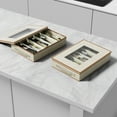 thumbnail image 5 of Aokeyee 2 Pack Silverware Storage Box with Adjustable Dividers, 5 Compartment Silverware Organizer with Lid Handle for Utensil Flatware Knives, Beige, 5 of 7