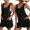 Black, variant on Womens Cotton Linen Bib Overall Shorts Casual Loose Fit Pocket Jumpsuit Romper Adjustable Shortalls Summer