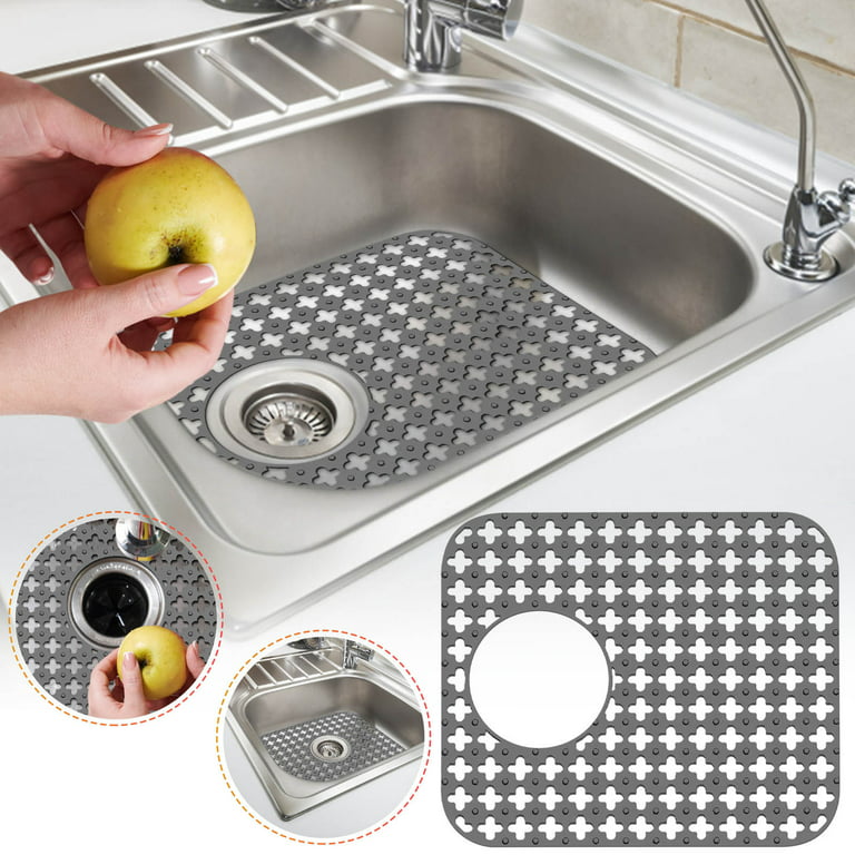 Kitchen Sink Protector Mat Non-Slip Quick Drain Pad - Gray, from