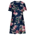 thumbnail image 4 of SMihono Robe d'Été Grande Taille pour Femmes 2023 Décontractée Unie Ample à Manches Courtes Robe Ample Robe à Imprimé Floral Robe à Imprimé Tournesol, 4 of 4