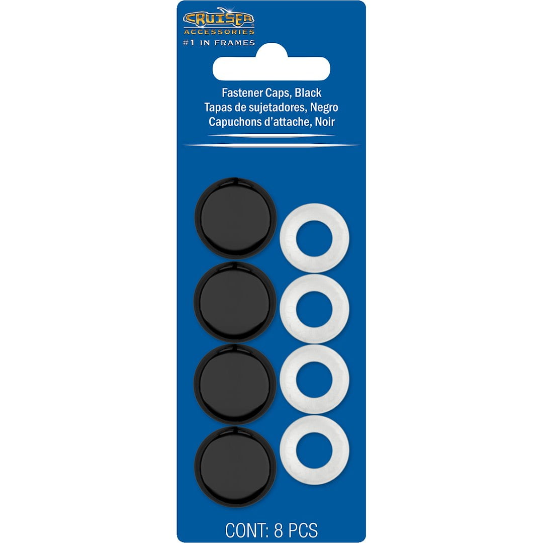 Cruiser Accessories 82650 License Plate Fastener Caps - Black, Pack of 4