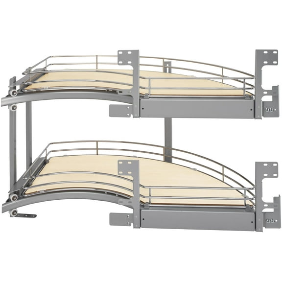 Rev-A-Shelf 582-18-R Contemporary 35-3/4"W Arc Curve Two Tier Split Lazy Susan Style Pull
