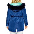 thumbnail image 3 of Out+About Women's Winter Coat Faux Fur Hood Windbreaker Draw String Two-Tone Anorak Jacket MEDIEVAL BLUE L, 3 of 4
