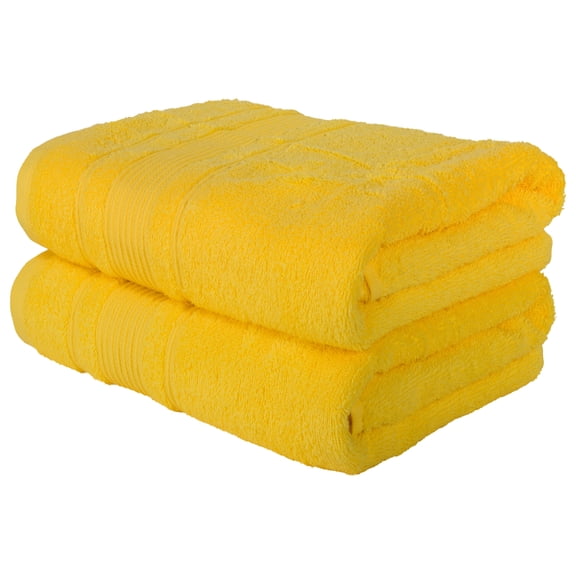 Qute Home Luxury 2 Piece Cotton Bath Towel Set, Yellow