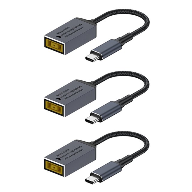 3X PD100W para DC Square Jack A USB Tipo-C Cable de Carga Convertidor Compatible con el Cargador de Computadora Portátil