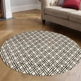 thumbnail image 4 of Teppich Homes Handmade Round Geometric Pattern Rug 15x15 - Black and Cream Tufted Wool Carpet for Living Room And Hallway, 4 of 7