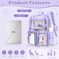 thumbnail image 2 of Sanmadrola Large Clear Backpack Heavy Duty Stadium Approved See Through Backpack Waterproof PVC Transparent Backpacks Clear Book Bag with Reinforced Strap for School Work Travel Festival, Purle Blue, 2 of 7