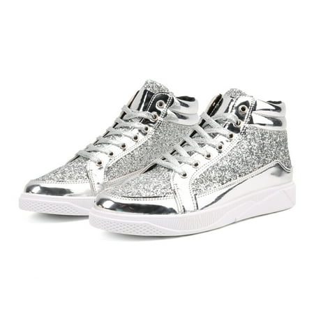 

ZNGYXN Men‘s High Top Skate Shoes with Excellent Grip and Breathability - Sparkling Glitter Sneakers for a Stylish Look