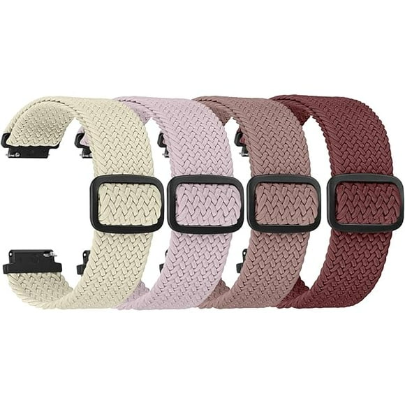 wonima11 4 Pack Braided Stretchy Adjustable Straps 16mm 18mm Quick Release for Women Men,Sport Elastic Nylon Cloth Wristbands Band Width 16mm 18mm