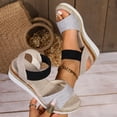 thumbnail image 5 of Pandaie Women's Espadrille Platform Wedge Sandals Comfortable Casual Elastic Ankle Strap Open Toe Walking Shoes for Summer Work Vacation Grey 7, 5 of 7