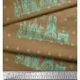 thumbnail image 2 of Soimoi Brown Velvet Fabric Dot & Sketch Monuments Architectural Print Fabric by Yard 58 Inch Wide, 2 of 3