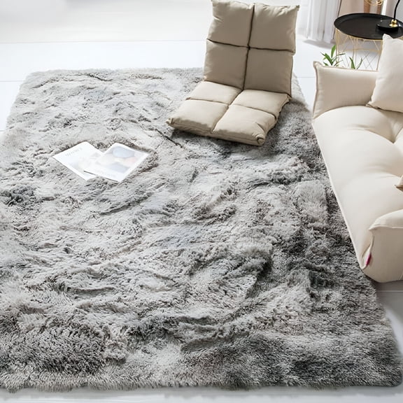 DERONA Long Plush Carpet Soft Faux Sheepskin Fur Area Washable Non-Slip Rugs for Bedside Floor Mat Plush Sofa Cover Seat Pad for Bedroom,15.7in x 23.6in,Blue