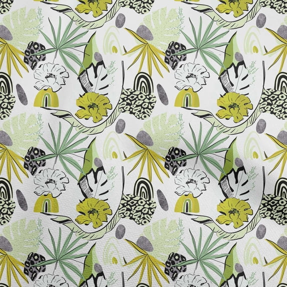 oneOone Rayon Light Green Fabric Tropical Abstract Floral Craft Projects Decor Fabric Printed By The Yard 56 Inch Wide