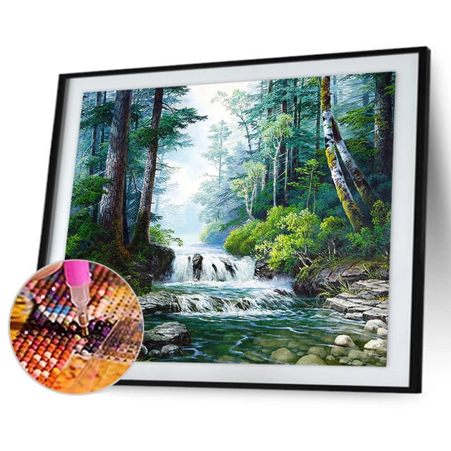 Cuadros Decorativos Bosque río bricolaje completo taladro diamante pintura bordado punto de cruz mosaico Sywqhk Nuevos Originales