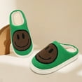 thumbnail image 2 of Smile Face Slippers for Women and Men Retro Comfy PU Leather Slip-On House Shoes with Memory Foam Warm Soft Flat Slides for Indoor & Outdoor, 2 of 5