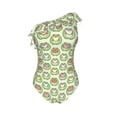 thumbnail image 4 of Yiaed Cute Chubby Frog Print Women One Piece Swimsuits Tummy Control One Shoulder Bathing Suits Pattern Ruffle Swimwear-Large, 4 of 8