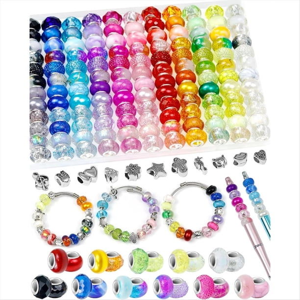 Cuentas de Agujero Grande para Hacer Joyas: 12 Cuentas Espaciadoras de Vidrio de Colores para Pulseras, Collares y Manualidades.