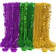 thumbnail image 1 of Collar de perlas de Mardi Gras, 144 unidades, oro verde y morado a granel, 1 of 7