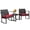 Red, variant on Homall 3 Pieces Outdoor Rocking Chairs, PE Rattan Chairs with Cushions and Coffee Table Conversation Set