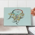 thumbnail image 2 of Tribal Cutting Board, Retro Style Bohemian Dreamcatcher Image Indigenous Culture Feather, Decorative Tempered Glass Cutting and Serving Board, Small Size, Multicolor, by Ambesonne, 2 of 5