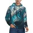 thumbnail image 2 of Pofeuu Airplane Shark Print Mens Casual Hooded Collar Drawstring Hoodies Pullover Sweatshirts Casual Long Sleeve Shirts-Medium, 2 of 7