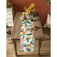 thumbnail image 5 of Table Runner Dresser Scarves 72 Inch Long, Pink Orange Peach Watercolor Fruit Linen Dining Table Runners Green Leaf Foliage on White Tabletop Scarf for Wedding Holiday Party Kitchen, 5 of 7