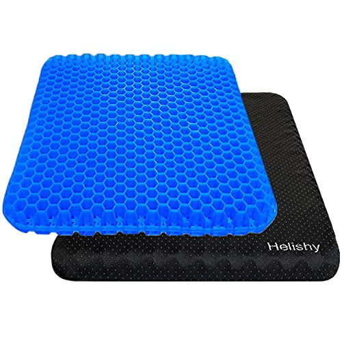 Gel Seat Cushion for Long Sitting Pressure Relief (Super Large & Thick) - Non-Slip Gel Chair Cushion for Back,Sciatica,Tailbone Pain Relief - Seat Cushion for Office Desk Chair,Car Seat,Whee