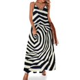 thumbnail image 1 of Vestido de noche para mujer sin mangas con espiral de arte óptico en blanco y negro, 1 of 7