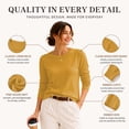 thumbnail image 4 of QUALFORT Women’s Crew Neck Pullover Sweater, Soft Lightweight Long Sleeve Knit Top, Solid Color Casual Sweater, Mustard Yellow M, 4 of 7