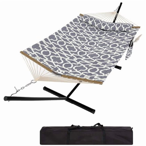 OUTGOODS Premium 2-Person Hammock with Collapsible Steel Stand, Heavy Duty 450lb Capacity, UV-Resistant & Portable Outdoor Lounger for Backyard, Camping, and Travel