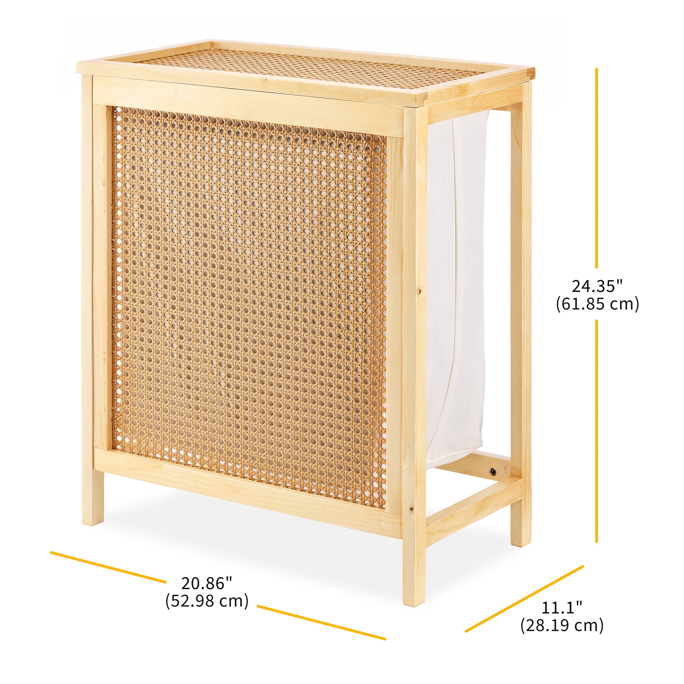 Whitmor Faux Rattan Lidded Laundry Basket with Removable Polycotton Liner