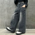 thumbnail image 6 of Jeans Girls Elastic Wasit Jeans Girls Straight Leg Wide Leg Girls Pants High Waisted Baggy Jeans Casual Kid Clothes 7-8 Years, 6 of 8