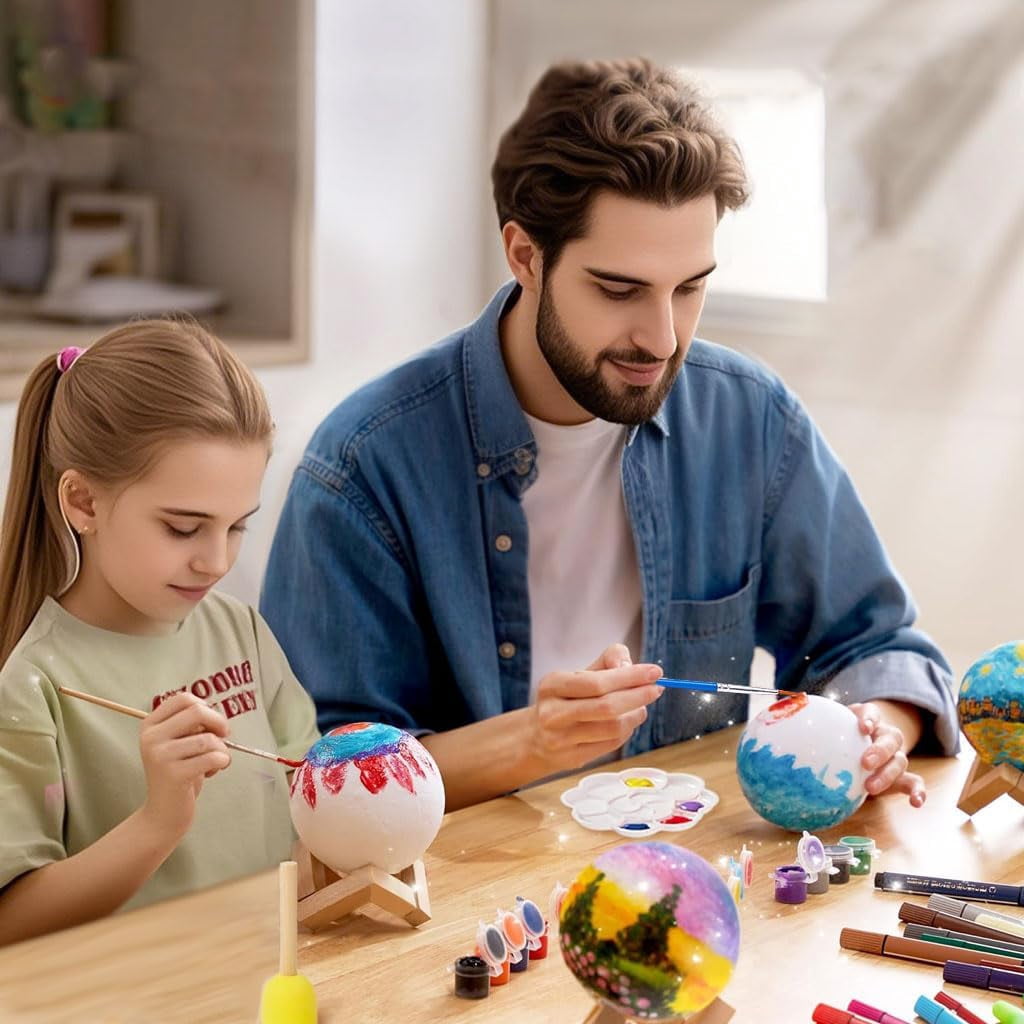 Paint Your Own Moon Lamp Kit, 2025 Updated USB Rechargeable, DIY Arts Supplies and Crafts Kit, Christmas Gifts for Grandkids Ages 6 7 8 9 10 11 12 13-15 Year Old Girls Boys Kids Birthday