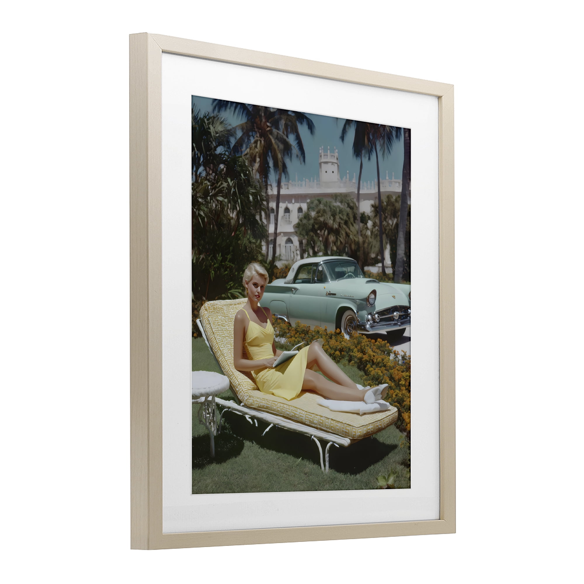 Stupell Industries Vintage Sunbathing Woman Birch Framed Print Under Glass, design by Franklyn Gregory