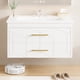 thumbnail image 4 of Mueble de baño flotante moderno - Lavabo de cerámica, 2 cajones grandes con cierre suave y tirador dorado - Fácil de montar, conjunto de muebles de baño - Color blanco, 30 pulgadas, 4 of 6