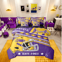 Feelyou Rugby Helmet Twin Bedding Sets 7-Piece, American Sports Bedding Comforter Set, Football Soccer Sheet Sets, Breathable Room Decor