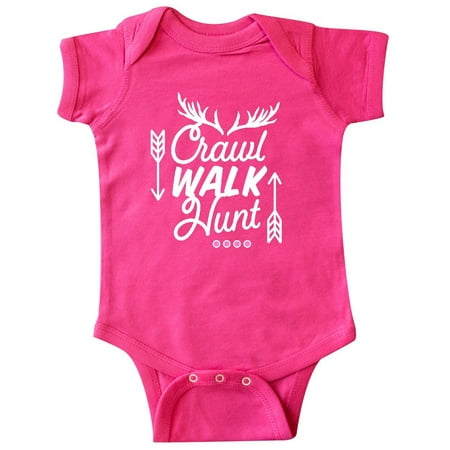 

Inktastic Crawl Walk Hunt in Pink with Arrows and Antlers Gift Baby Boy or Baby Girl Bodysuit