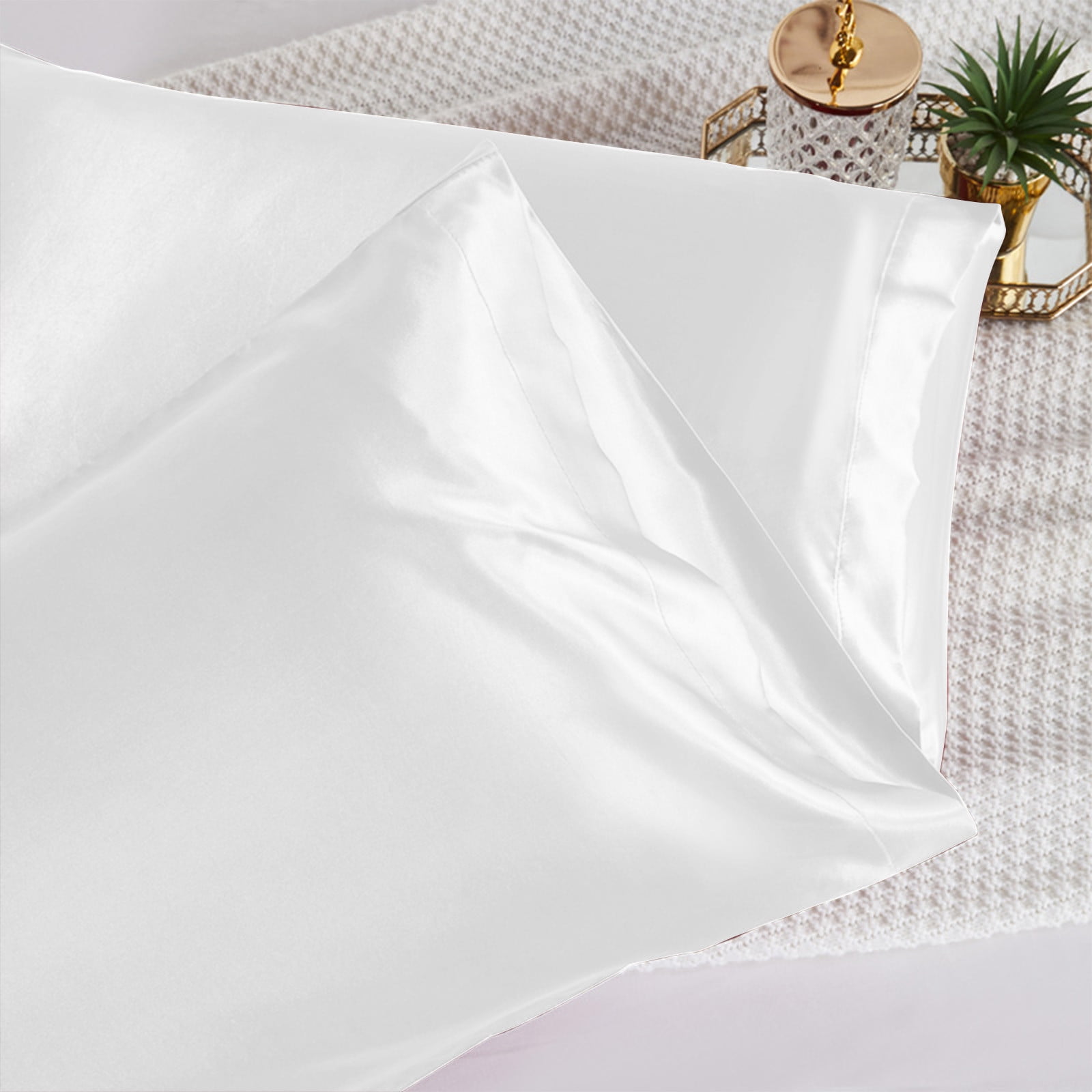 Silk Pillow Cases Satin Pillowcases 2 Pack, Ultra Smooth and Soft Breathable Cooling Silk Satin Pillowcase for Hair and Skin, Gifts for Women Men