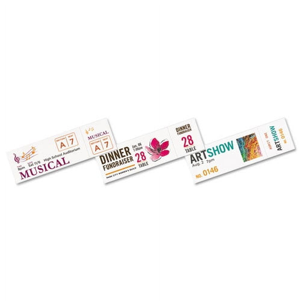 "Printable Tickets W/tear-Away Stubs, 97 Bright, 65lb, 8.5 X 11, White, 10 Tickets/sheet, 20 Sheets/pack | Bundle of 2 Packs"