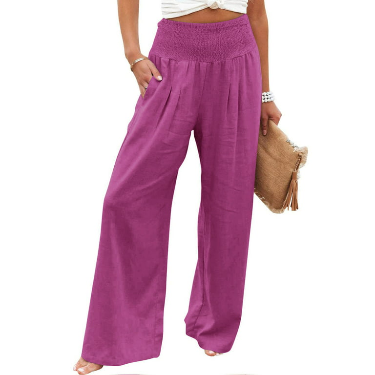 HUPOM Women'S Athletic Pants Women Capri Pants Chinos High Waist Rise Long  Cropped Flare Purple L 