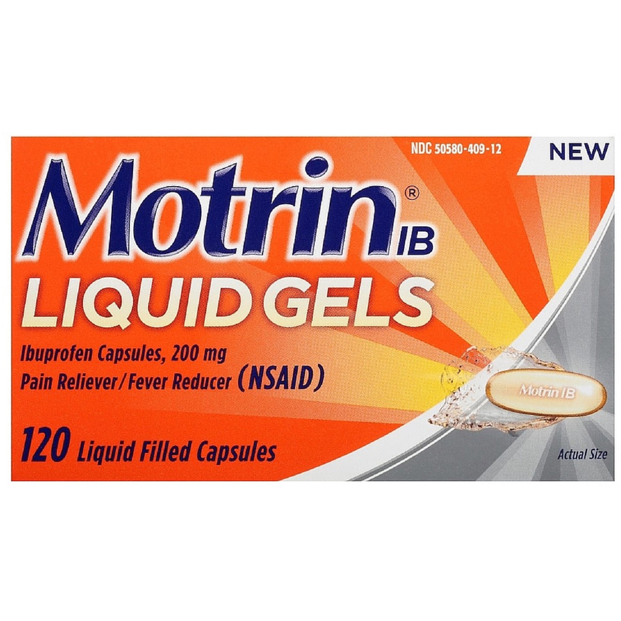 Motrin IB Pain Reliever/Fever Reducer Liquid Gels 120 ea (Pack of 4)