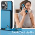 thumbnail image 6 of Ancove for iPhone 15 Wallet Case with Detachable Shoulder Strap & Wrist Strap,PU Leather RFID Blocking Card Slots Kickstand Zipper Purse Crossbody Case Cover for ,Blue, 6 of 6