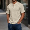 thumbnail image 2 of Mens Lightweight V Neck T-Shirts Summer Short Sleeve Plain Tees Casual Hippie Single Button Henley Shirt, 2 of 8