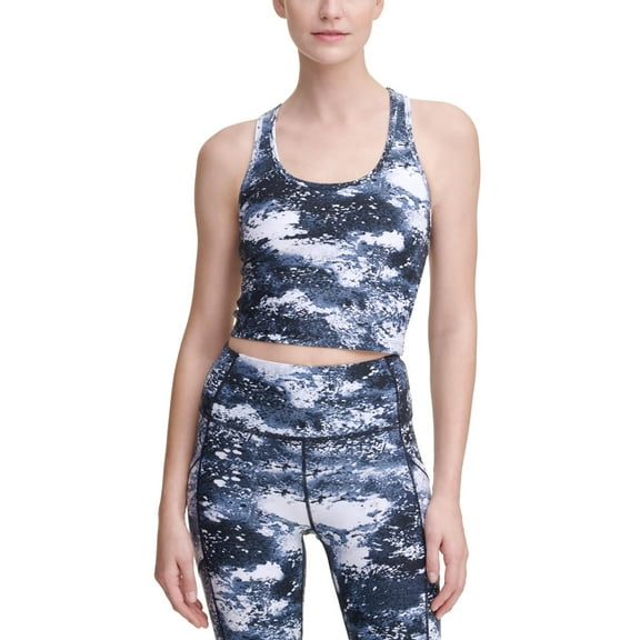 Calvin Klein Womens Performance Printed Racerback Cropped Tank Top
