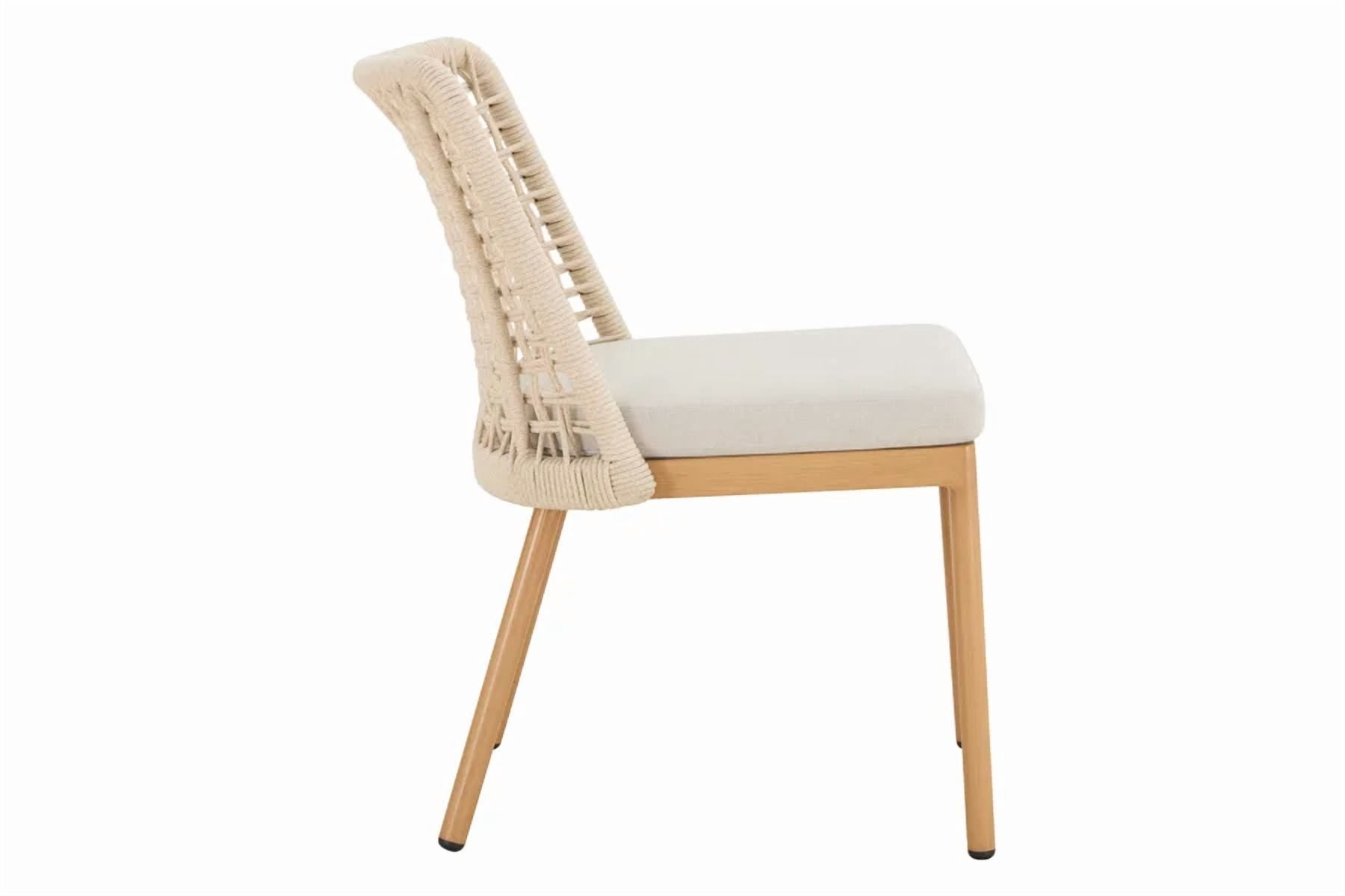 Spruce & Spring Modern Woven Rope Patio Dining Armchair Equipped With Cushion 2 Pieces For Outdoor Space Brown Woven Rope Fabric