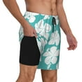 thumbnail image 2 of Naloa Vintage Floral Print Men Swim Trunks with Compression Liner ,Board Shorts,Men's Swim Shorts with Drawstring and Elastic Waistband-XX-Large, 2 of 6