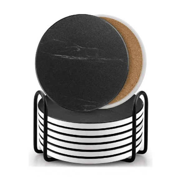 Juego De 6 Portavasos Negro Jaspeado