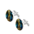 thumbnail image 2 of Peacock Feathers Elegant Silver Jewelry Cufflink Set for Formal Attire Made of Stainless Steel, for Business Meetings and Special Occasions, 2 of 6