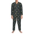 thumbnail image 3 of Susaid Gold Snowflake Christmas Tree Print Men's Long Sleeve Pajama Set, Two-Piece Button-Down Loungewear PJs Set, Comfortable Sleepwear for Relaxation-Small, 3 of 7