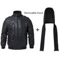 thumbnail image 5 of Mens Brown Real Leather Jacket with Removable Hood (X-Large, Black), 5 of 6
